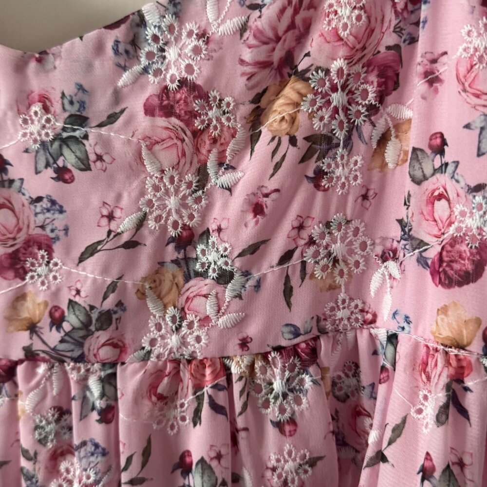 Blue Rain Womens Pink Floral Mini Dress Size S Small P3 - Picture 13 of 13